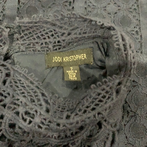 NWT- Jodi Kristopher Navy High Neck Crochet/Lace Dress - Picture 7 of 7